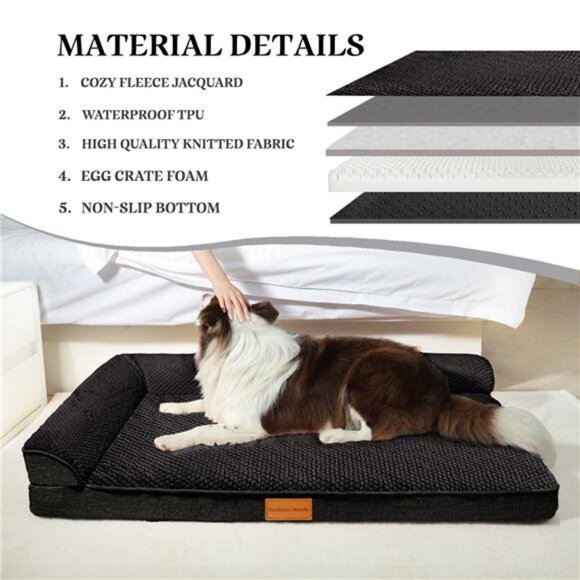 Orthopedic Pet Bed for Median Dogs, 30"X20" Waterproof L Shaped Dog Bed Washable - Picture 7 of 7